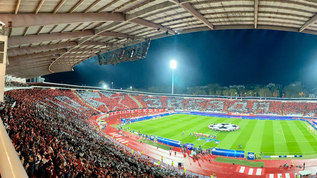 Alle machen mit: Stadionchoreo in Belgrad.