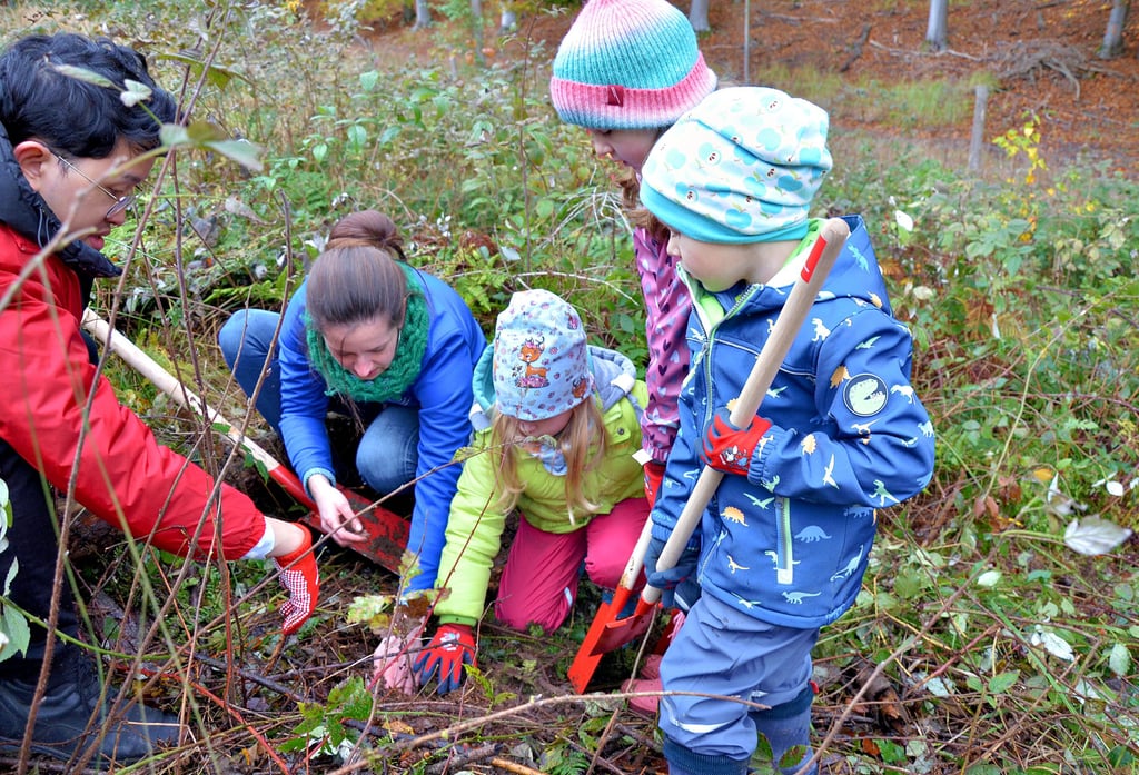 Ein Lebensziel können die Kinder der Kita „Waldzwerge“ aus Neindorf schon jetzt erfolgreich abhaken: Sie haben Bäume im Hohen Holz gepflanzt.