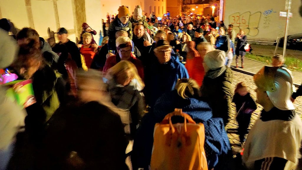 Hunderte Menschen hatten sich in den Martinsumzug eingereiht und strömten auf die Schlossdomäne.