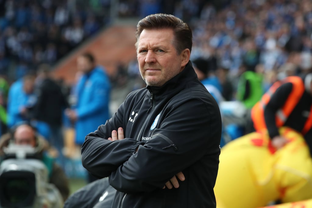 FCM-Cheftrainer Christian Titz beim Spiel seiner Mannschaft gegen Hansa Rostock.