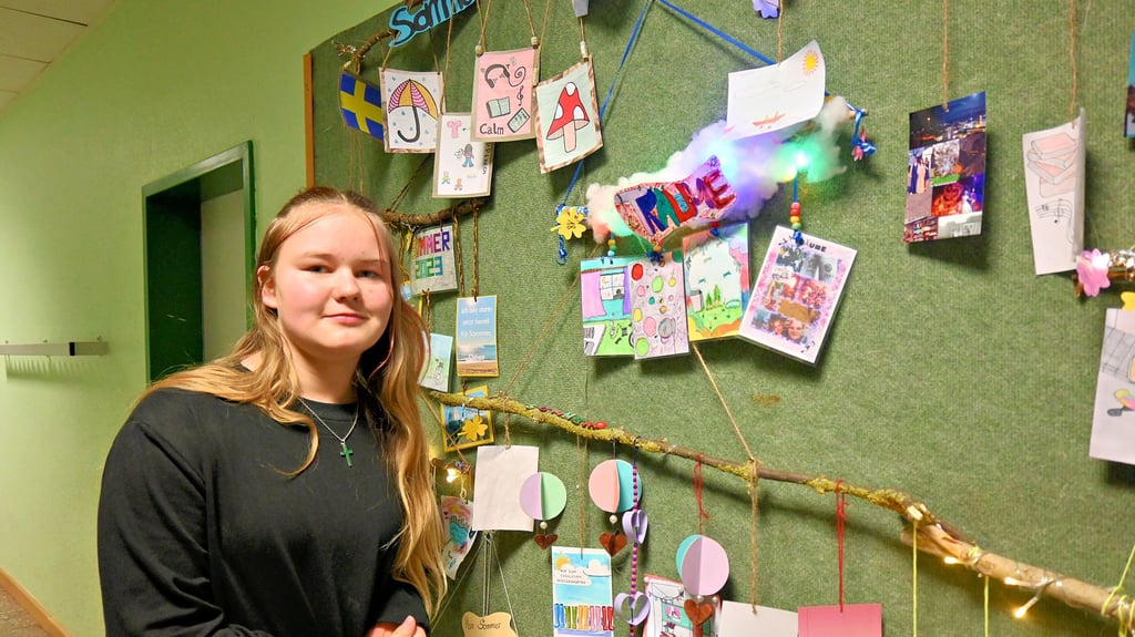 Sophie Krause hat sich an das schwierige Thema „Träume und Wünsche“ herangewagt und ihr Mobile entsprechend gestaltet.