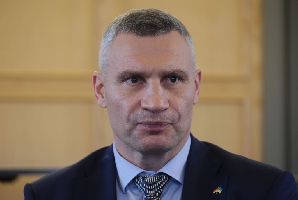 Vitali Klitschko, Bürgermeister der ukrainischen Hauptstadt Kiew, beim Interview.