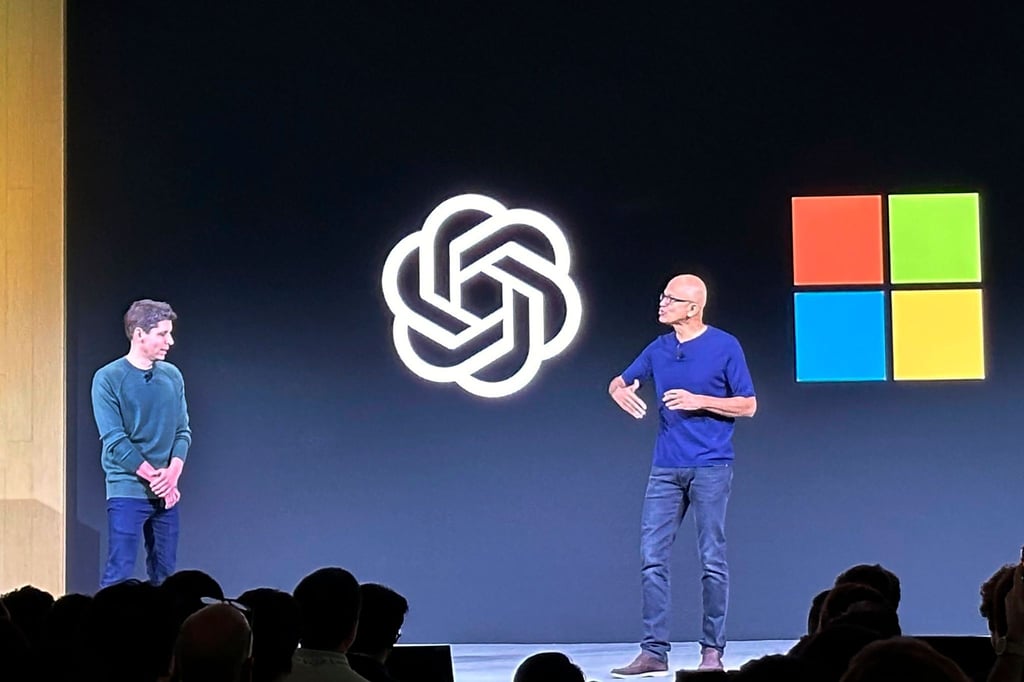 Satya Nadella, CEO von Microsoft, beim OpenAI DevDay, der ersten Entwicklerkonferenz von OpenAI.