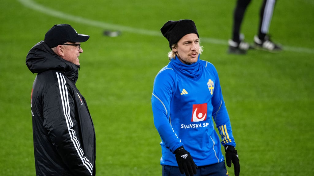 Janne Andersson und RB-Profi Emil Forsberg.