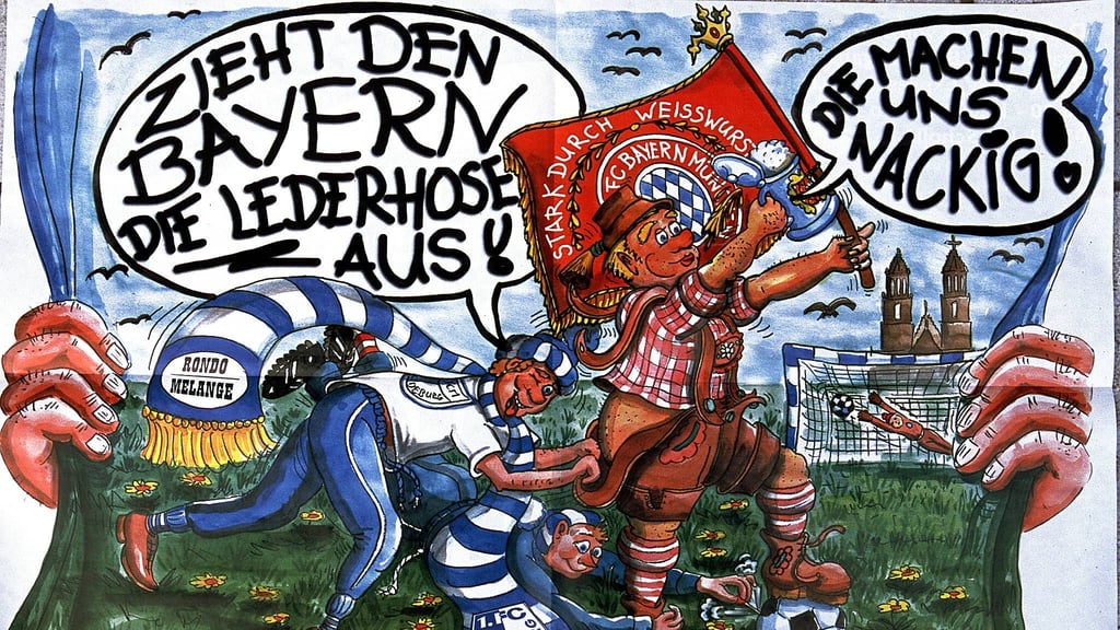 Viel Häme für den FC Bayern München nach der Niederlage im DFB-Pokal 2000 beim 1. FC Magdeburg.