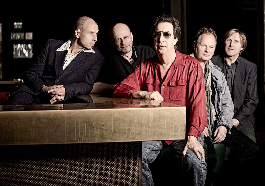 Daniel Cordes (l-r), Burghard Rausch, Michael Hoenig, Gustl Lütjens und Lutz "Lüül" Graf-Ulbrich von der Band Agitation Free.