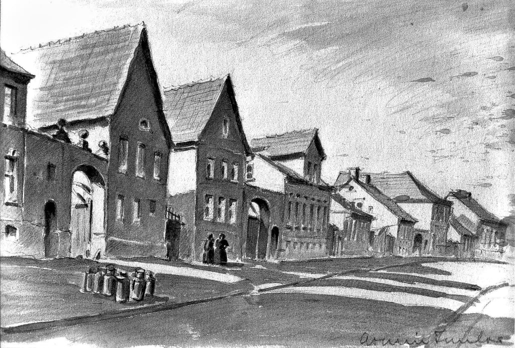 Die abholbereiten Milchkannen vor dem Gehöft der Langen Straße 14 in Welsleben.