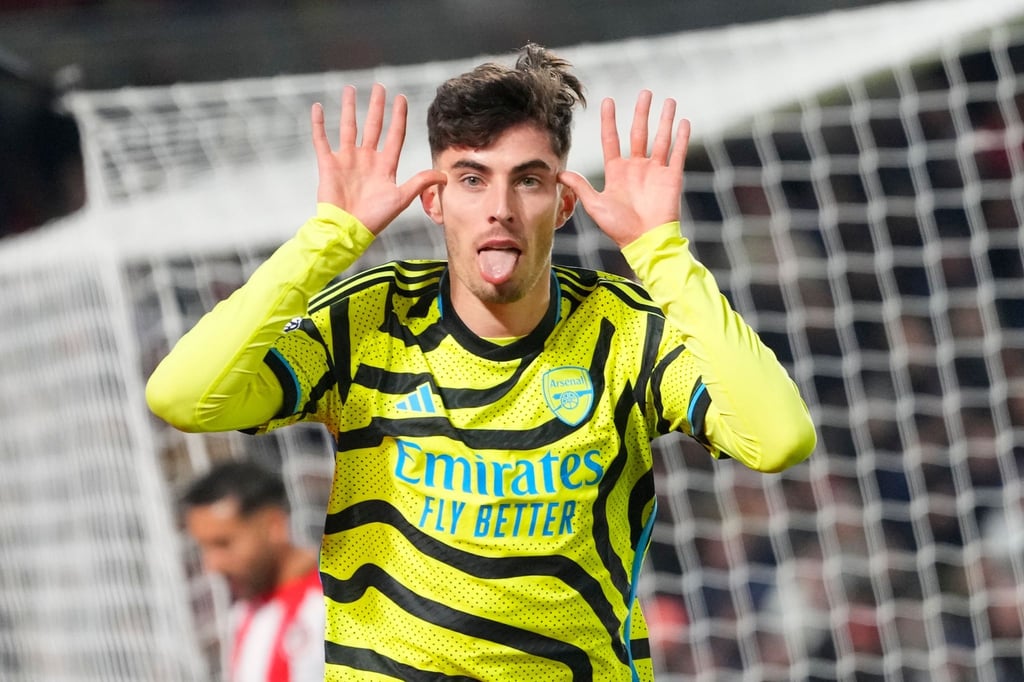 Kai Havertz vom FC Arsenal jubelt nach seinem Tor.