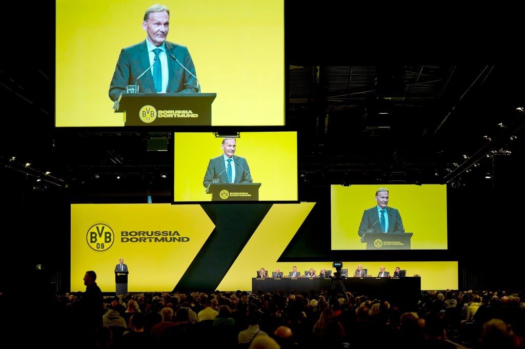 BVB-Geschäftsführer Hans-Joachim Watzke bei der Mitgliederversammlung in Dortmund.