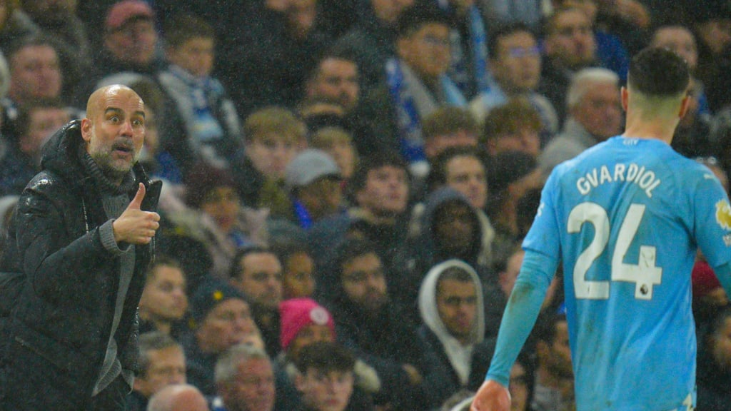 Man Cityy Trainer Pep Guardiola und Ex-RB-Profi Josko Gvardiol