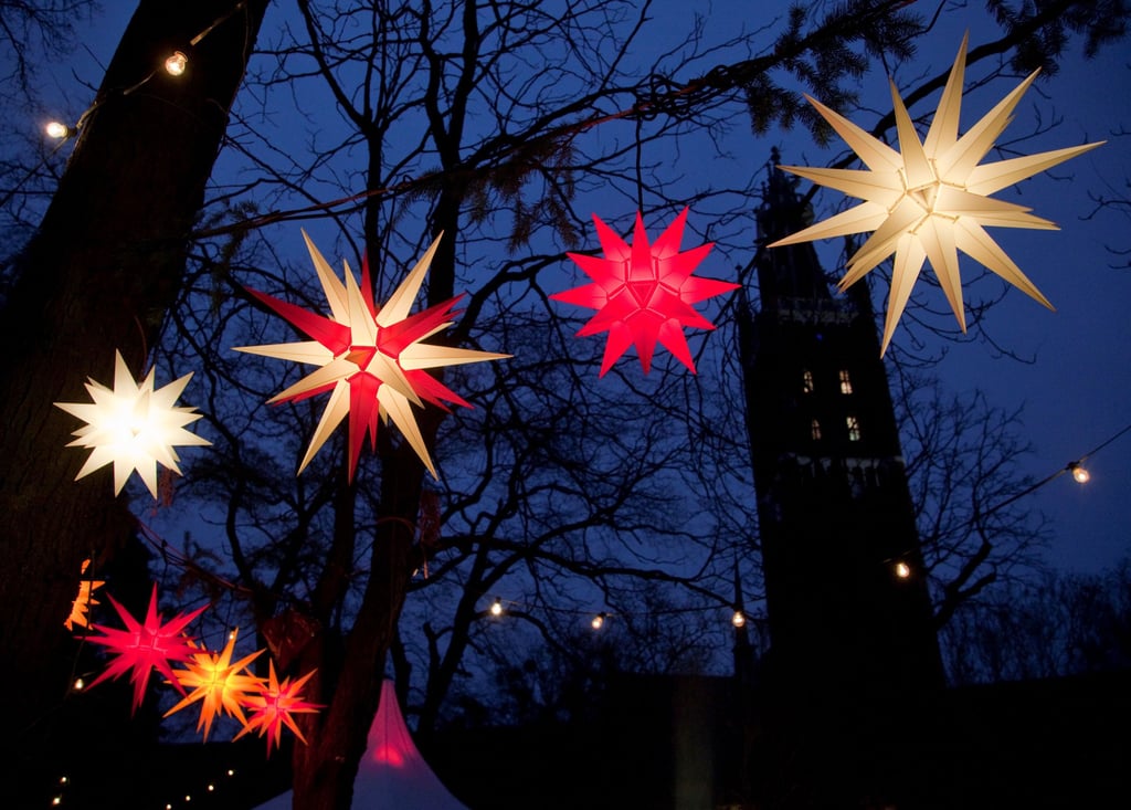 Leuchtende Sterne sorgen am ersten Adventswochenende im Gartenreich für ein weihnachtliches Flair.