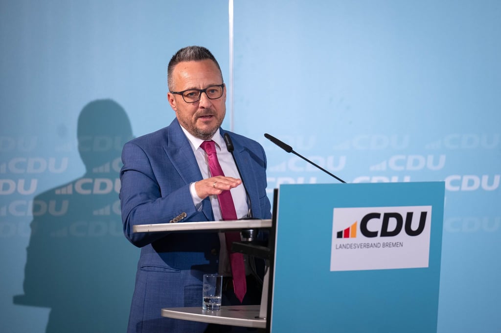 Heiko Strohmann, spricht beim Sonderparteitag der CDU Bremen.