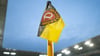 Auf einer Eckfahne ist das Logo des Vereins Dynamo Dresden zu sehen.