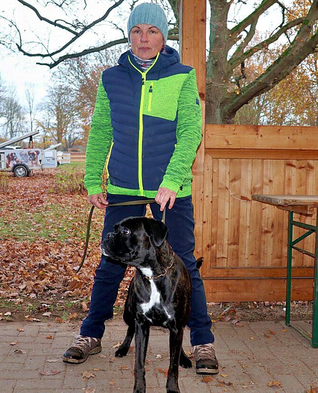 Katrin Krumsieg aus Stendal ist Vorsitzende vom Boxerklub im Hundesportverein Haferbreite. Mit ihrer Boxerhündin „Illy von den Elbstrolchen“ übt sie in Havelberg für den „Schutzhundpokal“.