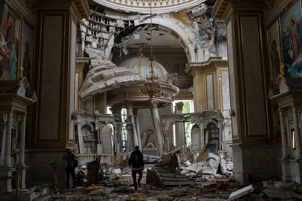 Die Verklärungskathedrale in der Altstadt von Odessa ist im Sommer dieses Jahres bei russischen Angriffen beschädigt worden.