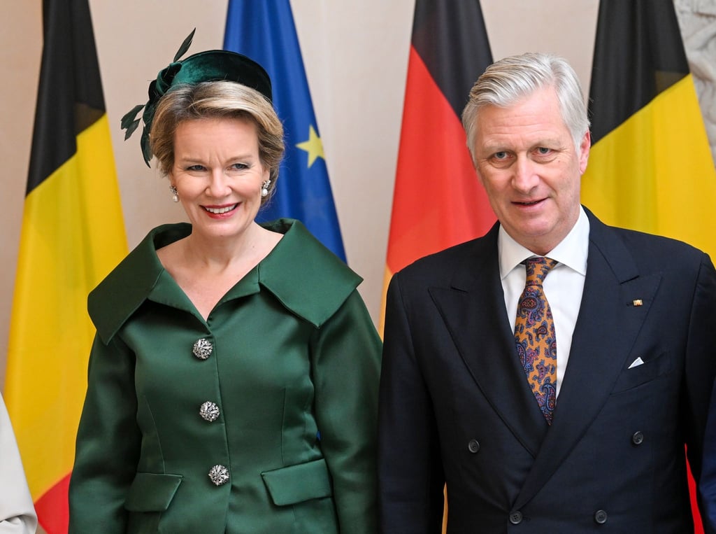 Das belgische Königspaar König Philippe und Königin Mathilde im Schloss Bellevue.