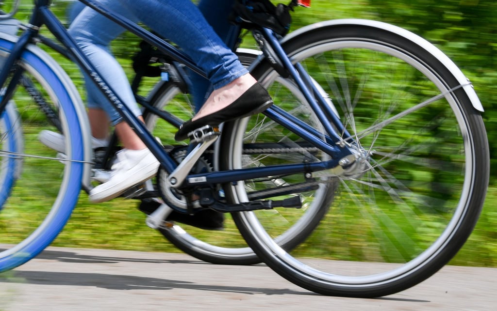 Radfahrerinnen sind auf einem Radweg unterwegs.