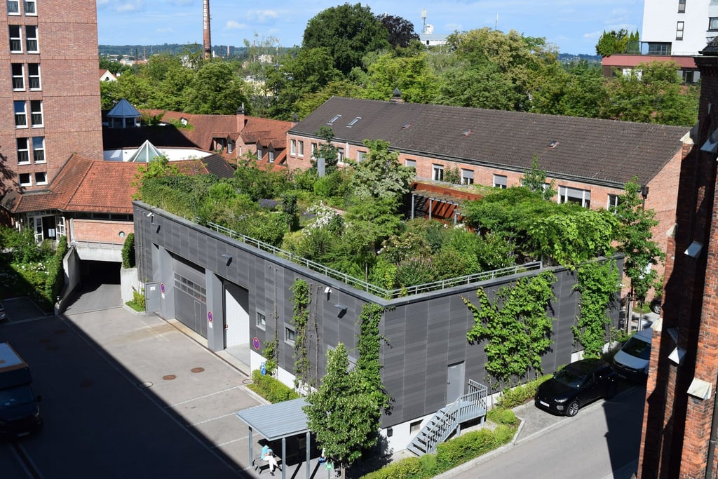 Begehbares Grün in der Stadt: ein Beispiel für intensive Dachbegrünung.