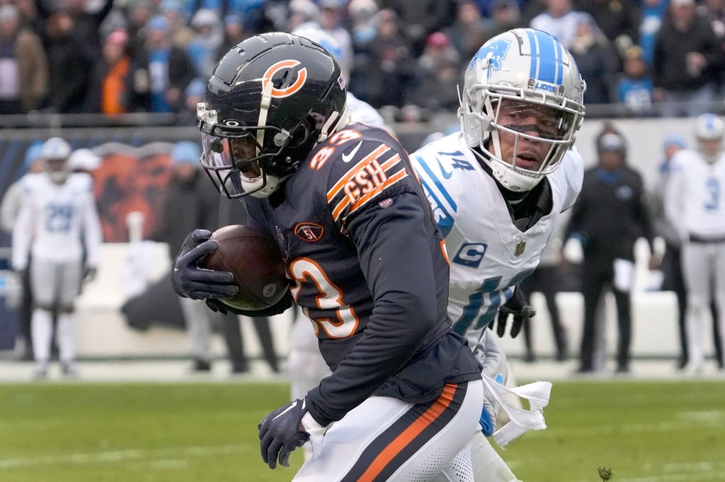 Lions-Receiver Amon-Ra St. Brown (r) hatte eine für seine Verhältnisse schwache Partie.