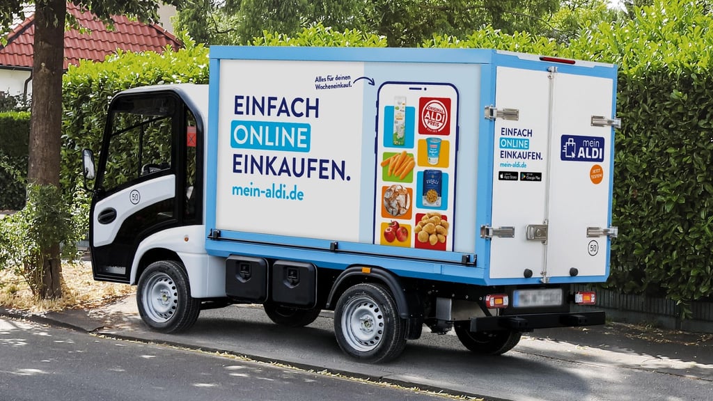 Ein Lieferwagen des Discounters Aldi Süd: Der Lebensmittel-Lieferdienst soll vorerst nicht weiter expandieren.