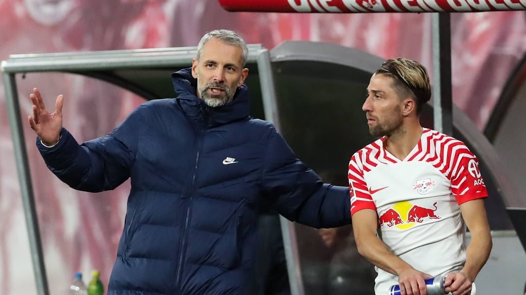 RB-Trainer Marco Rose und Spieler Kevin Kampl