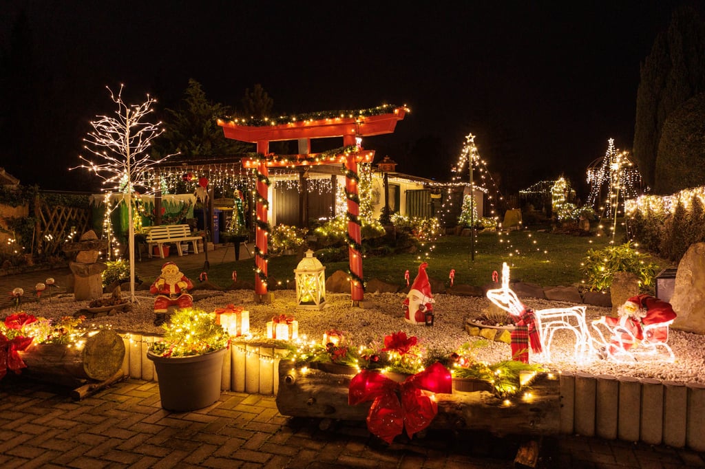 Rund 60 Lichterketten sind im Garten von Barbara Hedrich in der Weißenfelser Straße in Zeitz zu finden.
