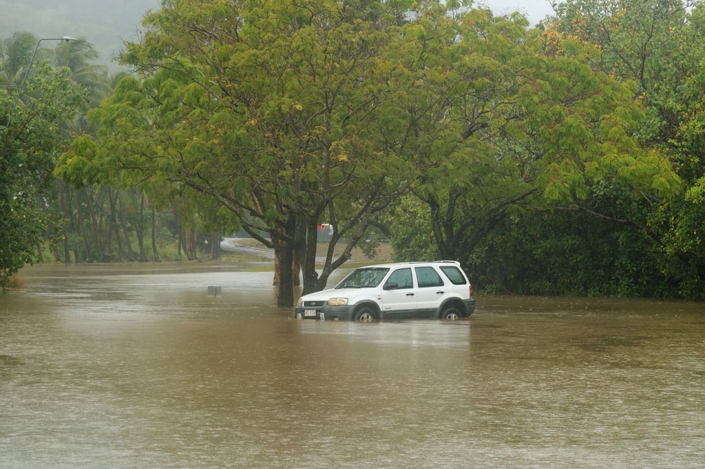 Überschwemmungen durch den Zyklon „Jasper“ in der Nähe des Barron River in Cairns.