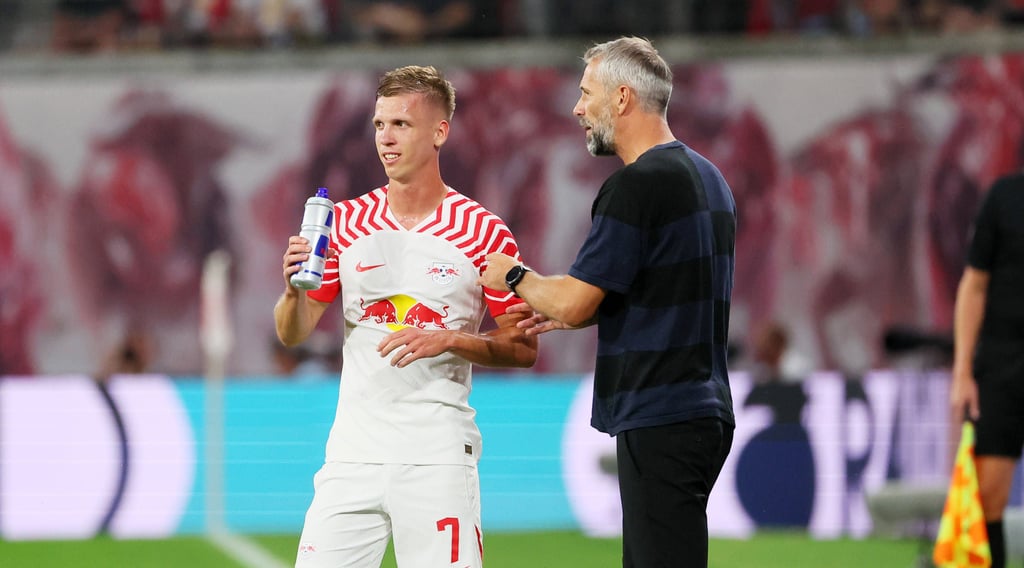 Dani Olmo&nbsp;und Trainer Marco Rose.
