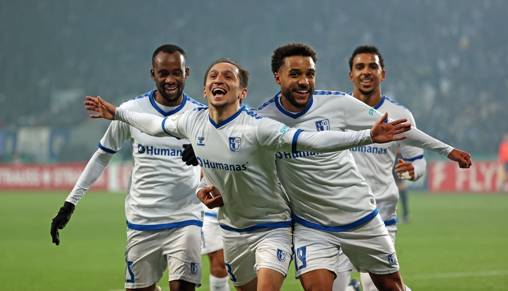 So sehen die FCM-Fans Baris Atik (Mitte) gern: feiernd und mit einem Lächeln.
