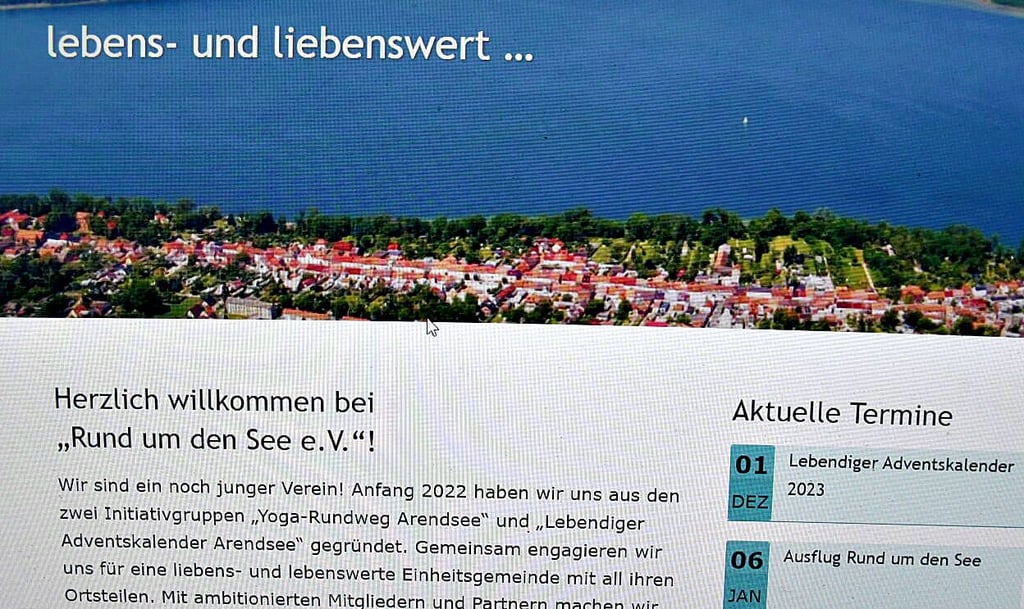Lebens- und liebenswert: Damit leitet der Verein Rund um den See seine Internetseite ein. Auf den ersten Blick sind aktuelle Termine zu sehen.