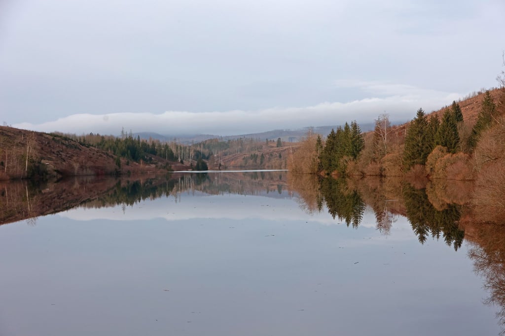 Wasser steht in der Talsperre Königshütte.