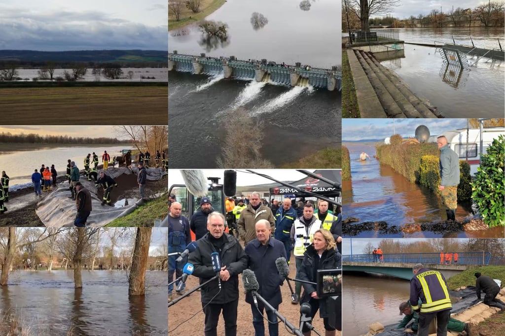 Bilder von der Hochwasserkatastrophe in Sachsen-Anhalt 2023/2024.