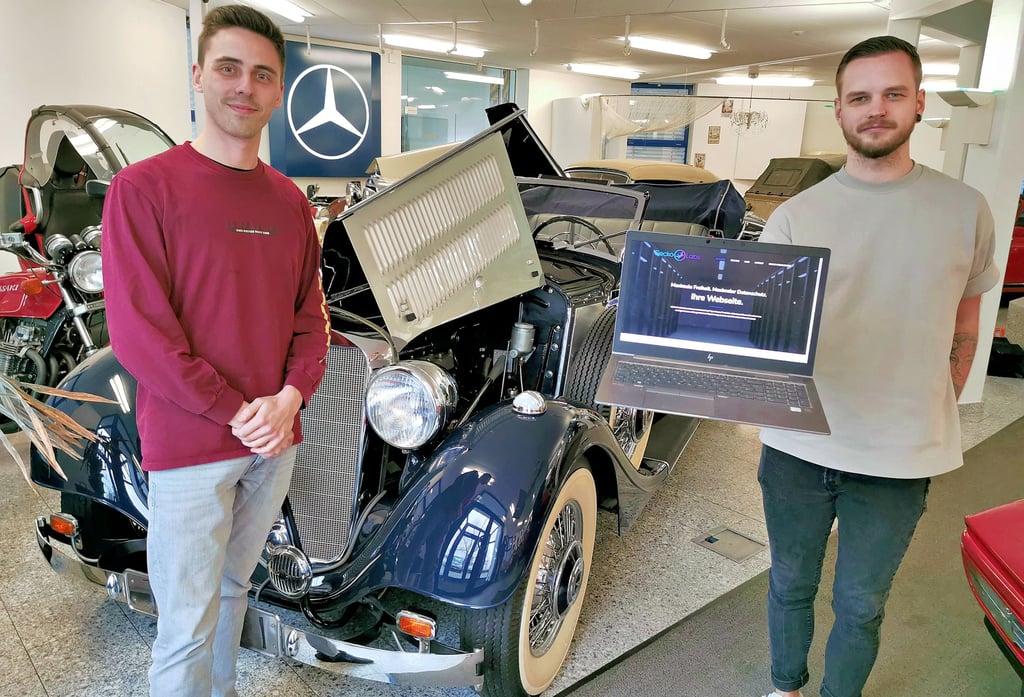 Manuel Günther (links) beschäftigt in seiner Firma MG-Oldtimercleaning vier Mitarbeiter. Jonathan Gehrke hat mit Erik Güßfeld die Firma Gecko Labs gegründet. Foto: Marco Heide
