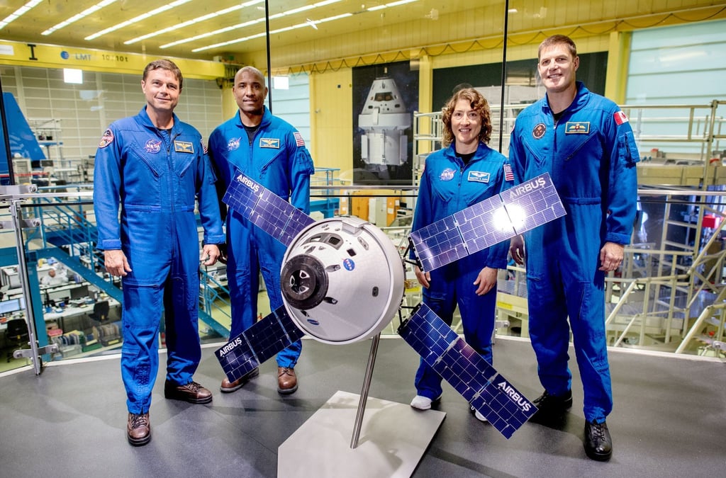 Die Crew-Mitglieder der „Artemis 2“-Mission der US-Raumfahrtbehörde Nasa, Reid Wiseman, Victor Glover, Christina Koch und Jeremy Hansen (v.l.n.r.).