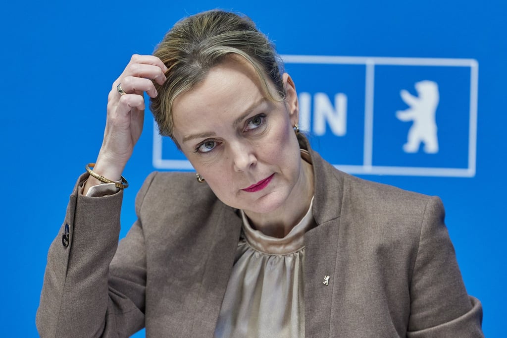 Manja Schreiner (CDU), Verkehrssenatorin, spricht bei einer Pressekonferenz nach der Sitzung des Berliner Senats.