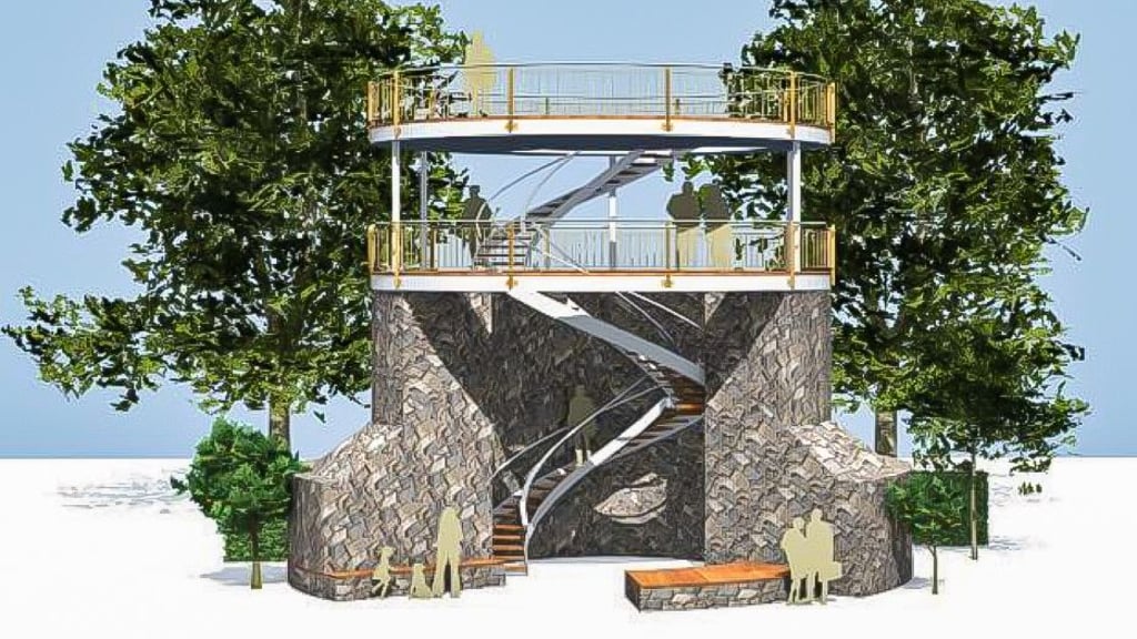 So könnte der Aussichtsturm an der Burgruine im Zoo Aschersleben aussehen. Der Entwurf der Ingenieurplanungsgesellschaft Wohlrab, Landeck und Cie.