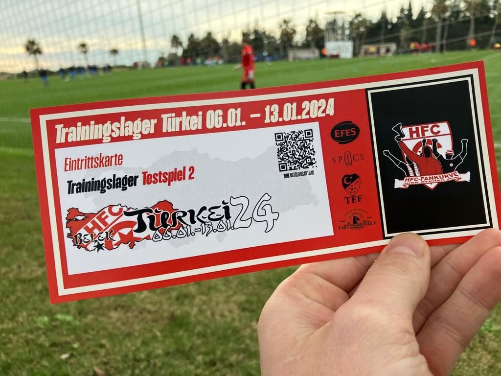 "Eintrittskarte für das zweite Testspiel im Trainingslager