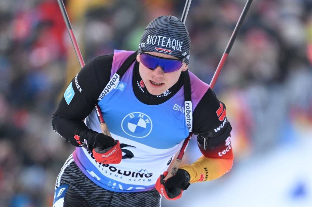 Justus Strelow war bei der Verfolgung in Ruhpolding bester Deutscher, verpasste das Podest jedoch knapp.