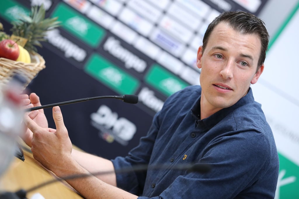 Dominik Klein, früherer Weltmeister im Handball, während einer Pressekonferenz.