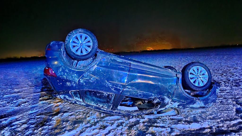 Das Auto hatte sich mehrfach überschlagen und blieb im Feld liegen.