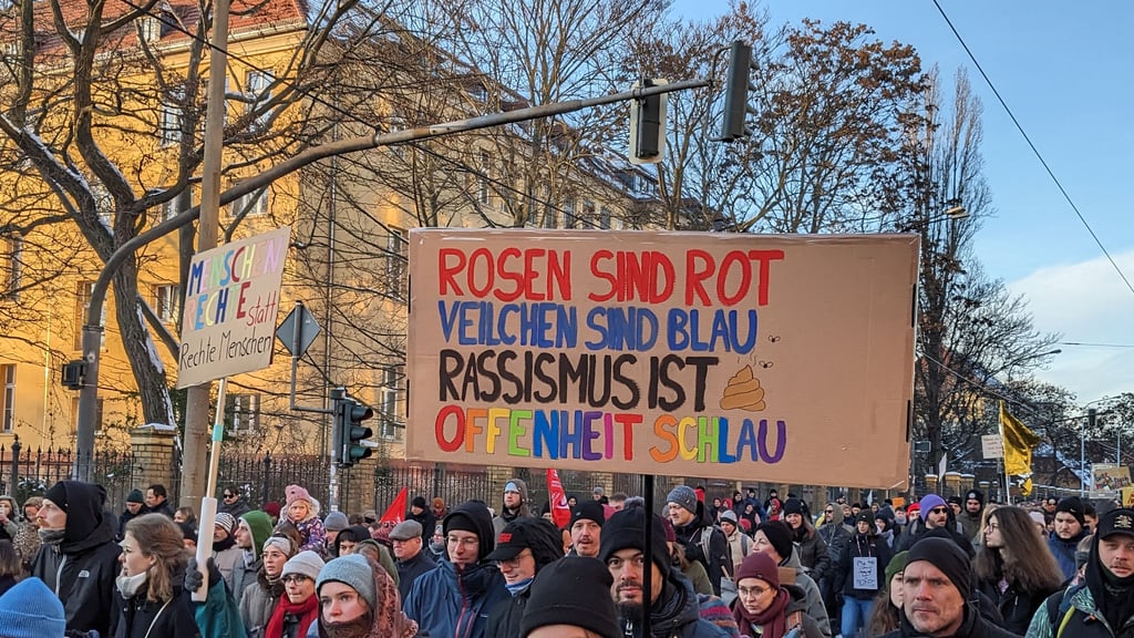Demo gegen rechts in Halle: Einblicke in die Demo.
