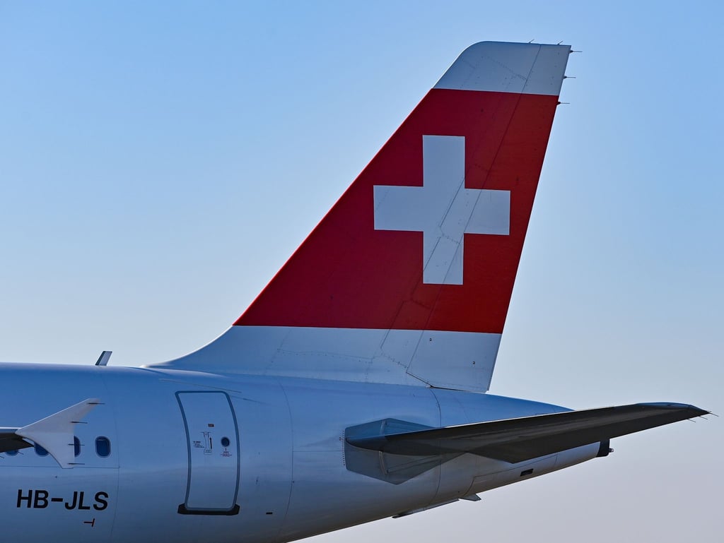 Ein Passagierflugzeug der Fluggesellschaft Swiss Air.