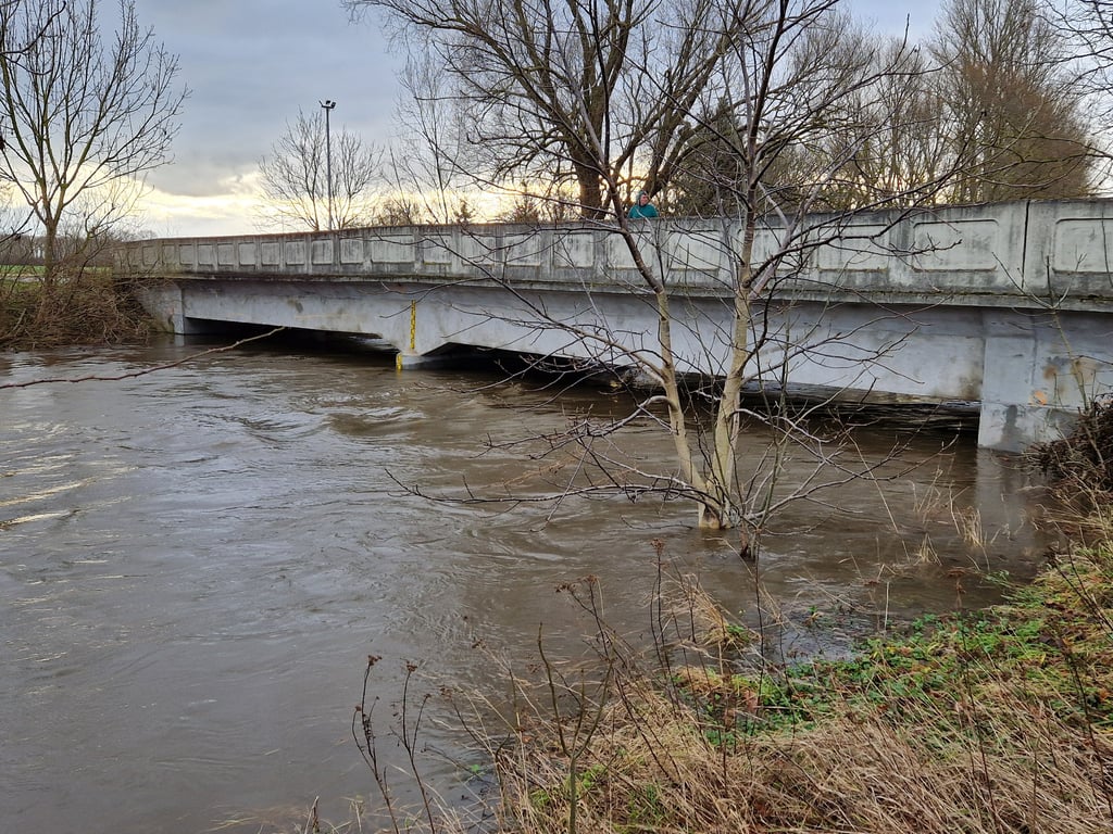 Im Dezember 2023 stieg der Pegel der Bode in Hordorf deutlich an.