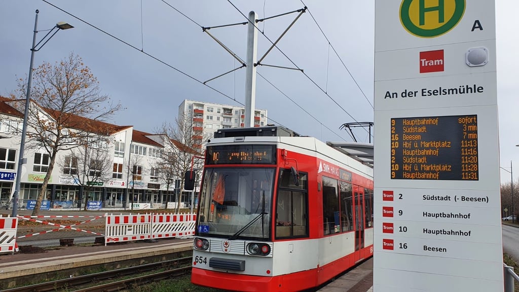 Am Freitag rollt wohl nichts: Straßenbahn in Halles Süden