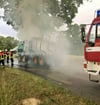 Leppiner und Höwischer Feuerwehrleute löschten  im Juni 2019 eine brennende Forstmaschine. 