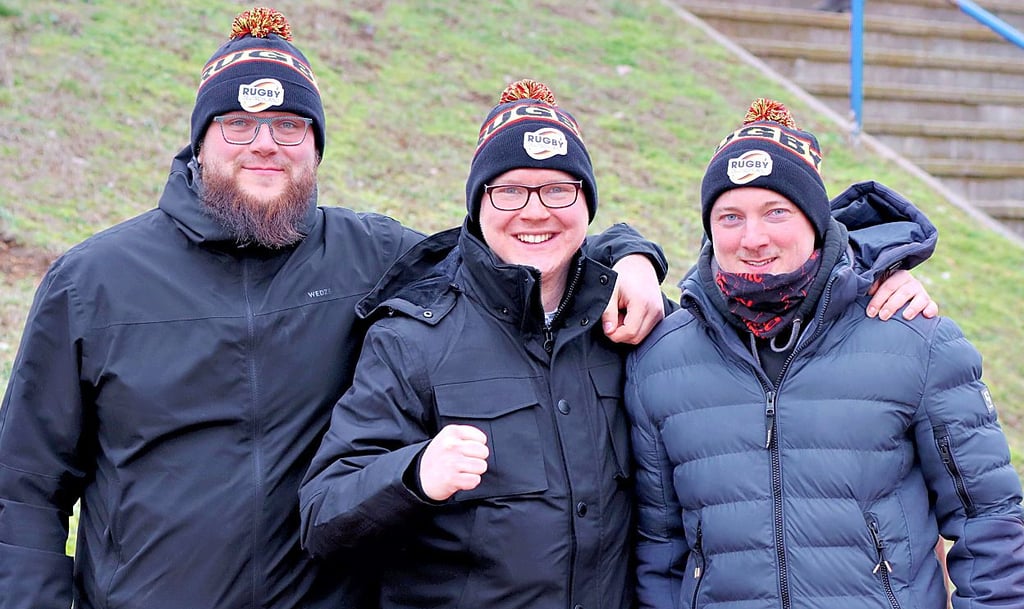 Rugby-Fans aus Freiberg (Sachsen) freuen sich auf das Länderspiel.