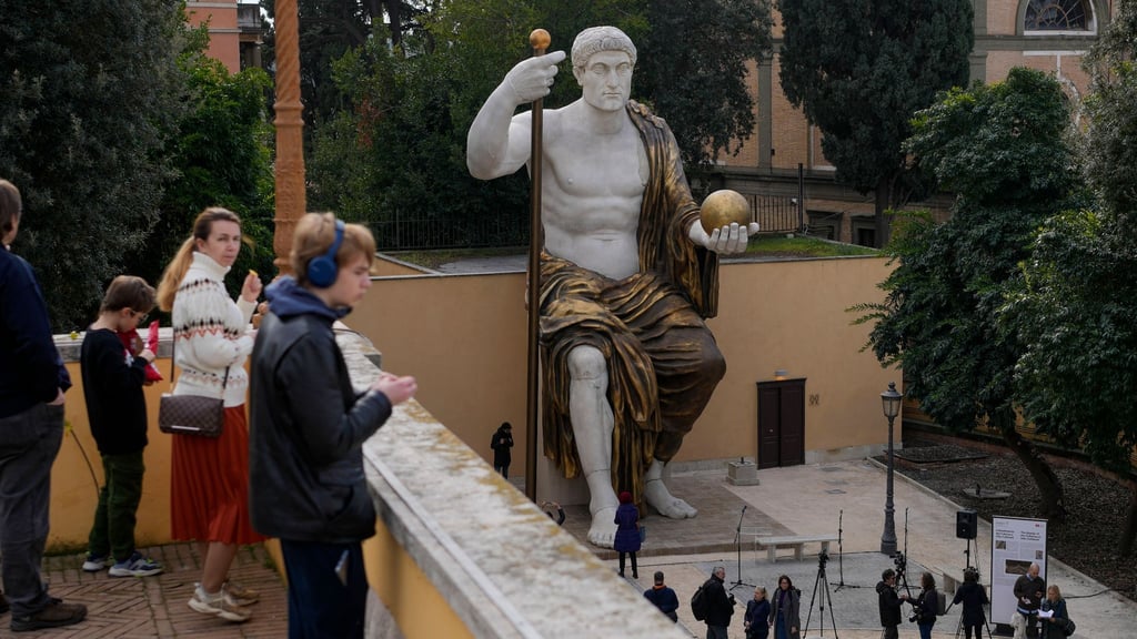 A replica of the colossal statue of Constantine in Rome