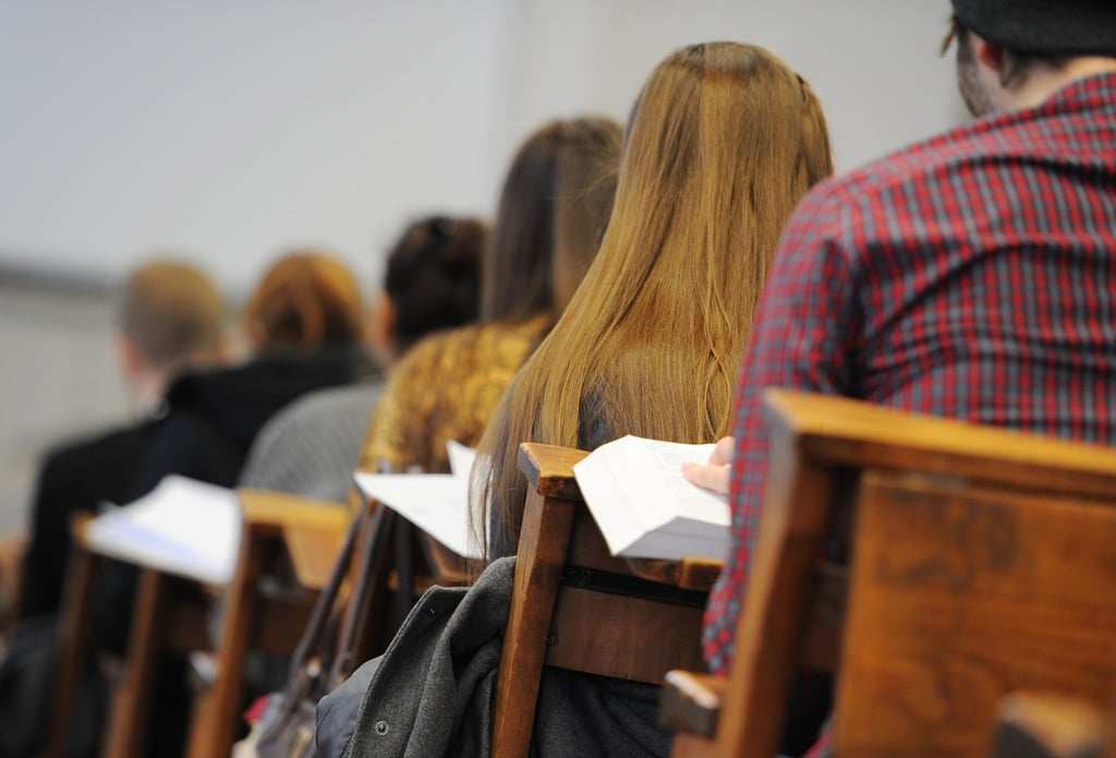 Studierende sitzen in einem Hörsaal.