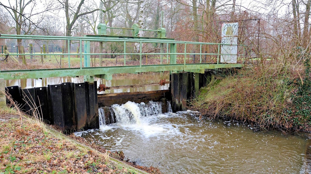 Das Abschlagbauwerk an der Zerbster Pferdeschwemme, mit dem sich der Wasserstand der Nuthe regulieren lässt, ist nun im Blick des Landesbetriebes für Hochwasserschutz und Wasserwirtschaft.