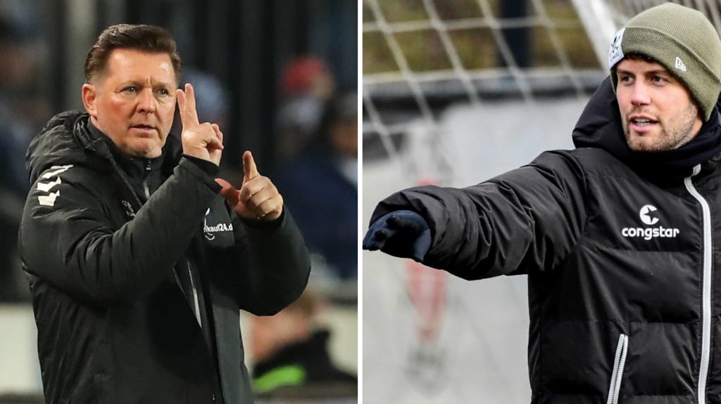 FCM-Cheftrainer Christian Titz (l.) und Fabian Hürzeler, Cheftrainer vom FC St. Pauli: Beide setzten auf junge Talente.
